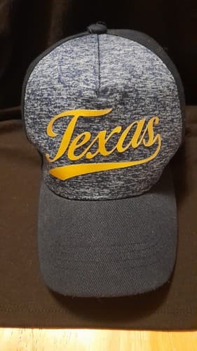 Texas Gray & Blue Gold Texas Lettering Hat Baseball Cap Big Bear Adjustable Cap - Thumbnail 2