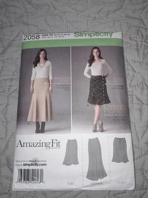 Simplicity Pattern 2058 Amazing Fit Skirt Slim Avg & Curvy sz 10-18 FF Uncut - Image 1