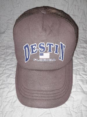 Destin Florida Brown Puffy Trucker Style Mesh Back Cap Hat Wise Guy / Wise Girl - Image 1