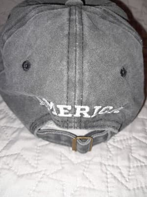 Embroidered American Flag Patch Hat Washed Gray Baseball Cap USA America Back - Thumbnail 5