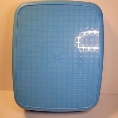 Rare Tupperware Large Season Serve Marinade Base 12x10 Salt Water Taffy Blue USA - Thumbnail 4