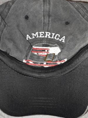 Embroidered American Flag Patch Hat Washed Gray Baseball Cap USA America Back - Thumbnail 10