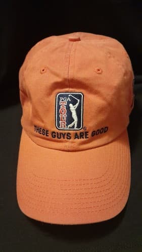PGA Tour Hat Logo Cap Orange The Game Strap Back Cotton These Guys Are Good AT&T - Image 1