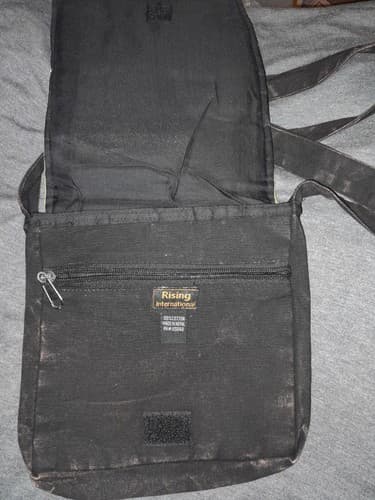 Cross BodyPurse Bag Flag 100% Cotton Black Distressed Made In Nepal 9"×8" - Thumbnail 3
