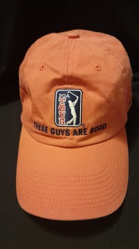 PGA Tour Hat Logo Cap Orange The Game Strap Back Cotton These Guys Are Good AT&T - Thumbnail 2