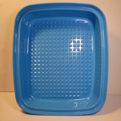 Rare Tupperware Large Season Serve Marinade Base 12x10 Salt Water Taffy Blue USA - Thumbnail 3