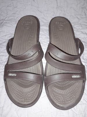 Crocs Patricia II Women's W 9 Brown Rubber Slip-On Wedge Dual Strap Slide Sandal - Image 1