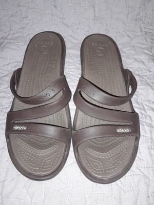 Crocs Patricia II Women's W 9 Brown Rubber Slip-On Wedge Dual Strap Slide Sandal - Thumbnail 2