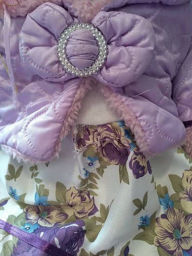 22" Brunette Doll Brown Glass Eyes Original Outfit Purple Coat Cute Girl Doll - Thumbnail 3