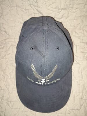 Blue US Air Force Wings Logo Hat Cap Licensed Adjustable Military USAF Made USA - Thumbnail 3