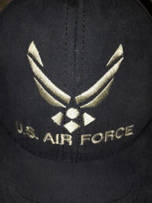 Blue US Air Force Wings Logo Hat Cap Licensed Adjustable Military USAF Made USA - Image 1