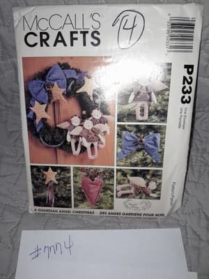 McCalls Crafts 7774 / P233 A Guardian Angel Christmas Wreath Dolls Uncut New - Thumbnail 2