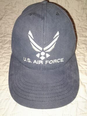 Blue US Air Force Wings Logo Hat Cap Licensed Adjustable Military USAF Made USA - Thumbnail 2