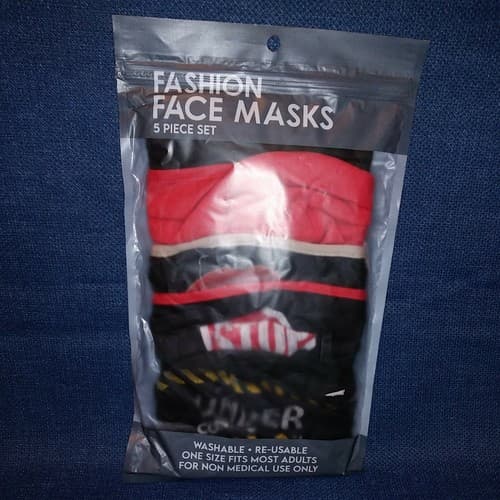 Adult Fabric Face Masks Under Construction Stop Sign Do Not Enter 5 pack - Image 1