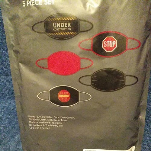 Adult Fabric Face Masks Under Construction Stop Sign Do Not Enter 5 pack - Thumbnail 4