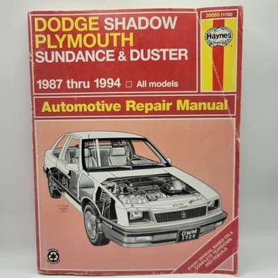 Haynes Dodge Shadow Plymouth Sundance Duster 1987–1994 Repair Manual - Thumbnail 2