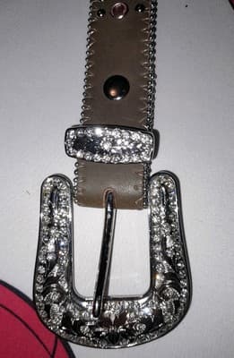 Nocona Western Girls Kids Belt Rhinestones Pink Cross Brown N4425644 - Image 1