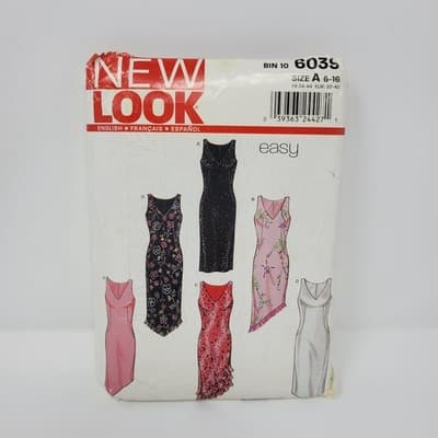 NEW LOOK 6039 Misses V Neck Dress Pattern 6 8 10 12 14 16 Uncut OOP - Image 1
