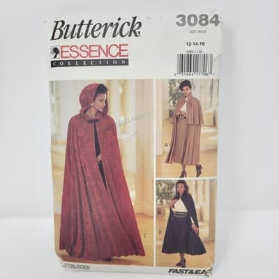 Butterick Pattern 3084 Size 12 14 16 Misses Cape & Skirt Easy UC Vtg 1990s Style - Thumbnail 2