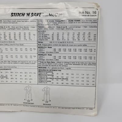 McCall's Stitch 'N Save 3005 Misses' Semi Fitted Dress Size 16 18 20 22 Uncut FF - Thumbnail 5