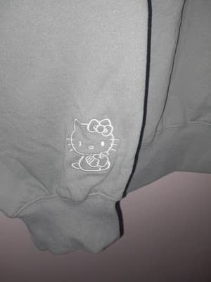 Bioworld Hello Kitty Hoodie 2XL 50-52 Sweatshirt Sage Green Embroidered Be Kind - Thumbnail 6