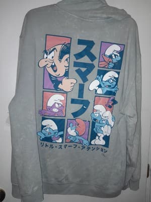 Mad Engine Smurfs Boxed Up Silver Gray Mineral Wash 3XL Pullover Hoodie Japanese - Thumbnail 7