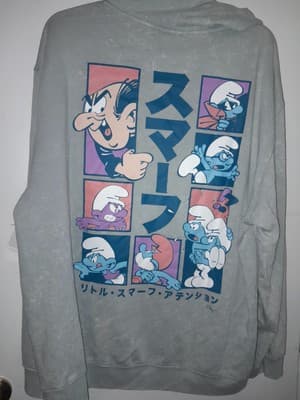 Mad Engine Smurfs Boxed Up Silver Gray Mineral Wash 3XL Pullover Hoodie Japanese - Thumbnail 6