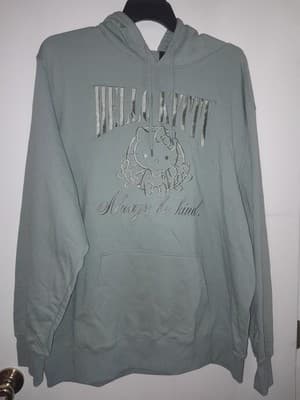 Bioworld Hello Kitty Hoodie 2XL 50-52 Sweatshirt Sage Green Embroidered Be Kind - Thumbnail 3