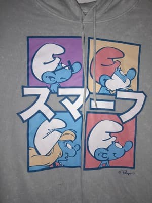 Mad Engine Smurfs Boxed Up Silver Gray Mineral Wash 3XL Pullover Hoodie Japanese - Thumbnail 3