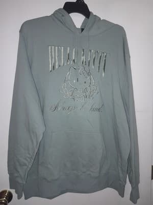Bioworld Hello Kitty Hoodie 2XL 50-52 Sweatshirt Sage Green Embroidered Be Kind - Thumbnail 2