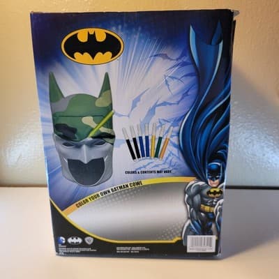 Batman Color Your Own Cowl Mask Set w/ Markers Ages 4+ DC Comics DIY Statue - Thumbnail 3