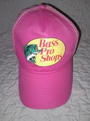 Pink Bass Pro Shops Hat Mesh Trucker Style Cap Gone Fishing - Image 1
