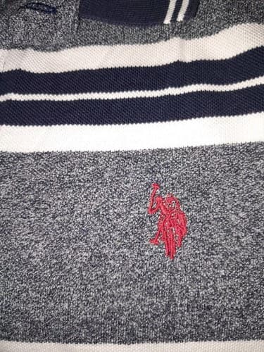 U.S. Polo Assn. Polo Shirt Medium Striped White Blue Gray Bright Colors - Thumbnail 4