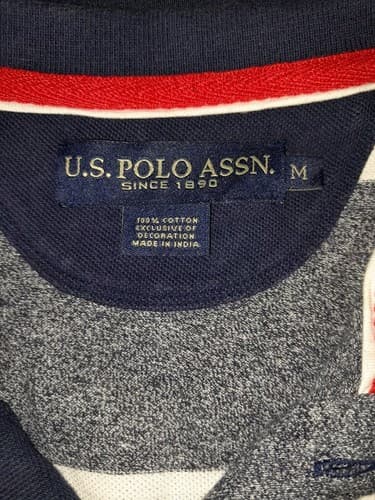 U.S. Polo Assn. Polo Shirt Medium Striped White Blue Gray Bright Colors - Thumbnail 5