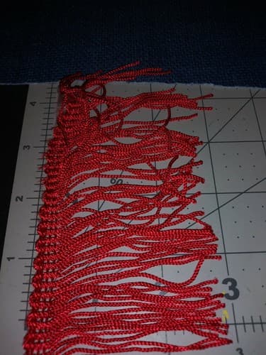 Brilliant Red 3" Bullion Fringe with Fancy Woven Header [By the Yard] 36 In - Thumbnail 3