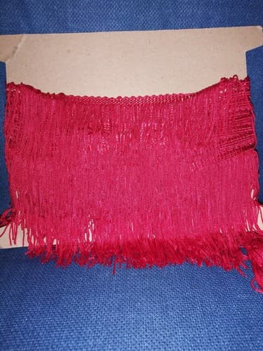 Brilliant Red 3" Bullion Fringe with Fancy Woven Header [By the Yard] 36 In - Thumbnail 2