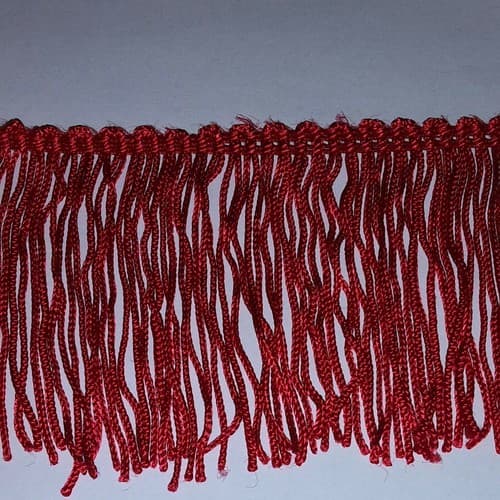 Brilliant Red 3" Bullion Fringe with Fancy Woven Header [By the Yard] 36 In - Image 1