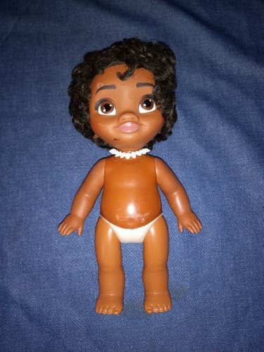 Disney Moana Toddler 12” Baby Doll Jakks Pacific Hard Vinyl Bath Doll Necklace - Image 1