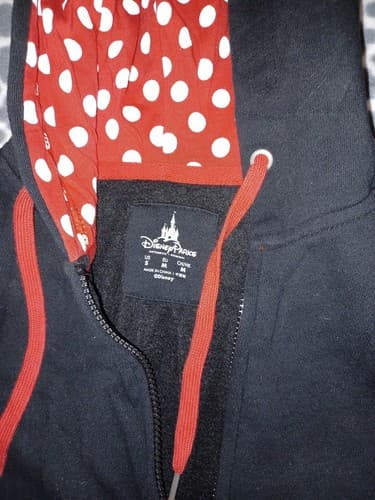 Authentic Disney Parks Minnie Mouse Hoodie Sweatshirt Small Ears Black Red White - Thumbnail 4