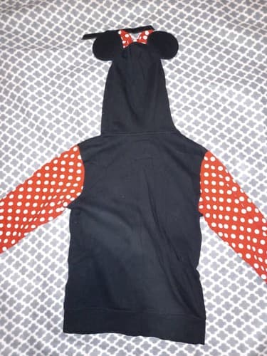 Authentic Disney Parks Minnie Mouse Hoodie Sweatshirt Small Ears Black Red White - Thumbnail 6
