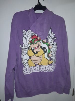Mad Engine Super Mario XL Hoodie Purple Mineral Wash Pullover Double-Sided NWT - Thumbnail 4