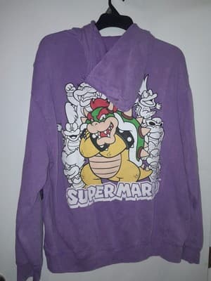Mad Engine Super Mario XL Hoodie Purple Mineral Wash Pullover Double-Sided NWT - Thumbnail 5