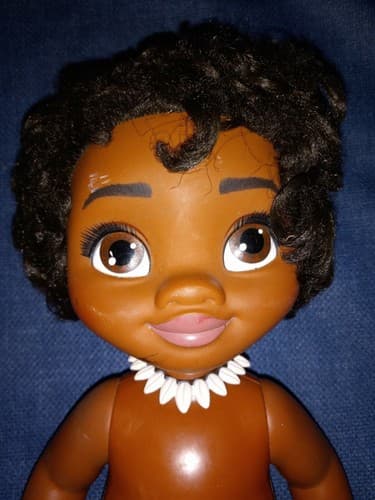 Disney Moana Toddler 12” Baby Doll Jakks Pacific Hard Vinyl Bath Doll Necklace - Thumbnail 2