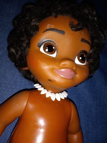 Disney Moana Toddler 12” Baby Doll Jakks Pacific Hard Vinyl Bath Doll Necklace - Thumbnail 3
