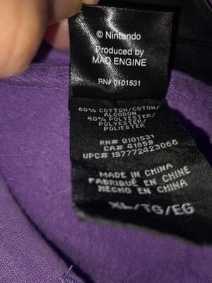 Mad Engine Super Mario XL Hoodie Purple Mineral Wash Pullover Double-Sided NWT - Thumbnail 9