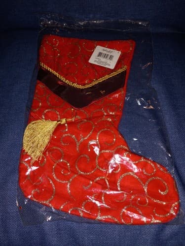 Red Christmas Stocking w Gold Tassel Traditional Splendid by Nygala Stocking New - Image 1