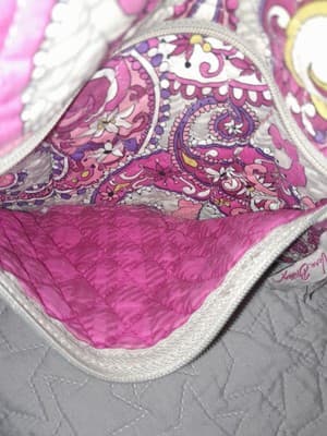Vera Bradley Paisley Meets Plaid Crossbody Shoulder Bag Pink Floral Purse 10x8x4 - Thumbnail 4