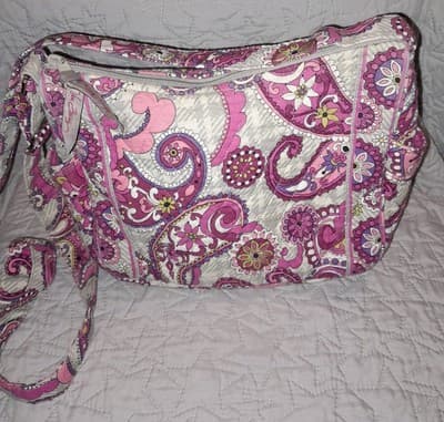 Vera Bradley Paisley Meets Plaid Crossbody Shoulder Bag Pink Floral Purse 10x8x4 - Thumbnail 6
