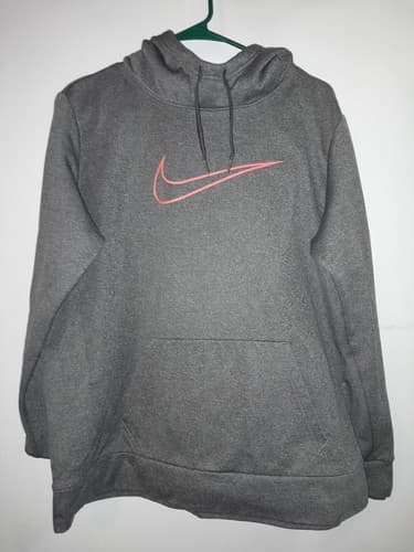NIKE Dri Fit Hoodie Mens XL Gray Big Swoosh Just Do It Pullover Sweatshirt - Image 1
