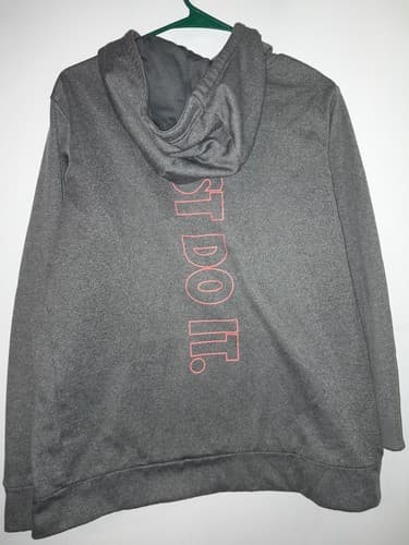 NIKE Dri Fit Hoodie Mens XL Gray Big Swoosh Just Do It Pullover Sweatshirt - Thumbnail 6